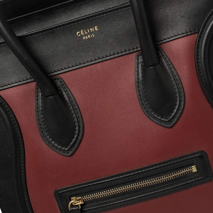 Pre Owned Celine Tri Color Leather and Suede Mini Luggage Tote