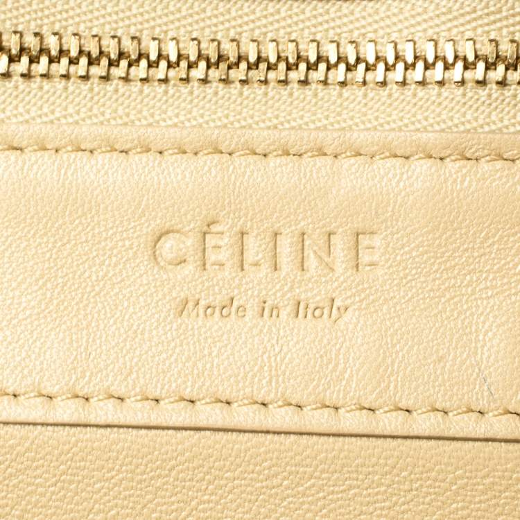 Pre Owned Celine Cream/Yellow Python and Leather Vertical Cabas Tote