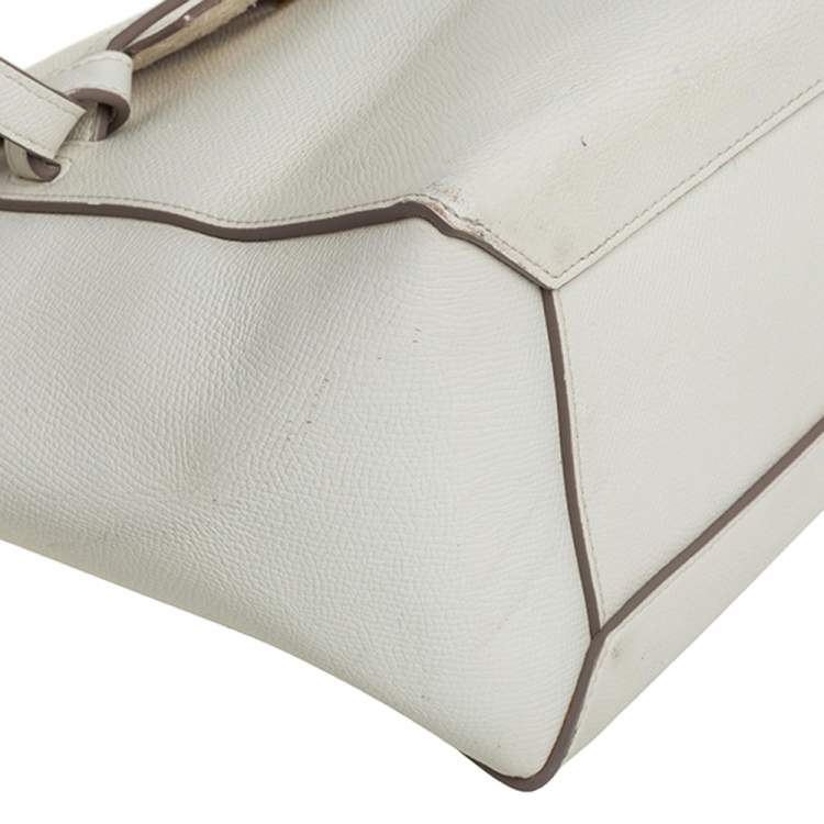 Pre Owned Celine Off White Leather Micro Belt Top Handle Bag