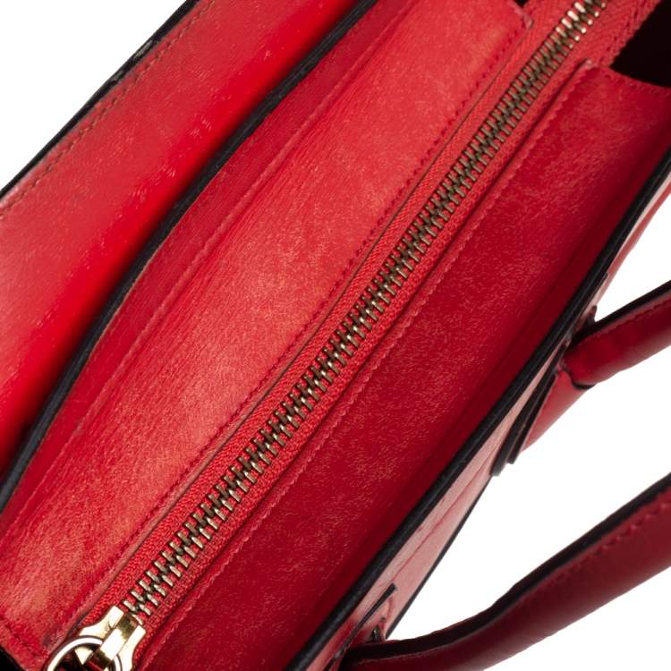 Pre Owned Celine Orange Leather Nano Luggage Tote