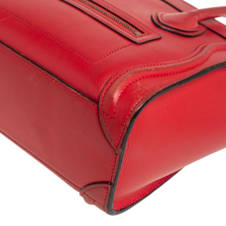 Pre Owned Celine Orange Leather Nano Luggage Tote