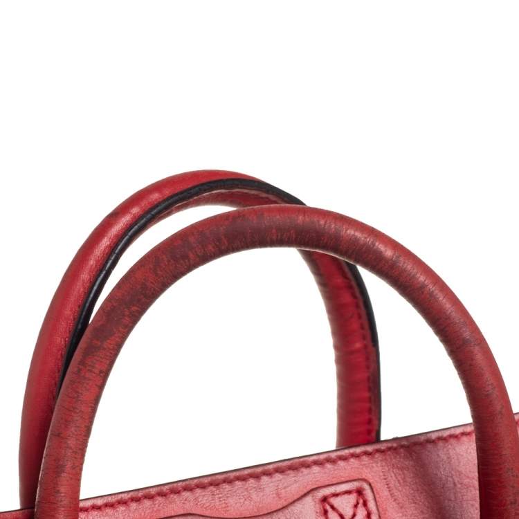 Pre Owned Celine Orange Leather Nano Luggage Tote