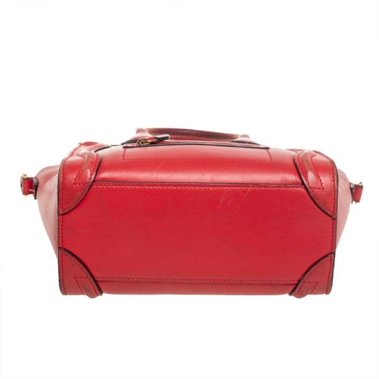 Pre Owned Celine Orange Leather Nano Luggage Tote