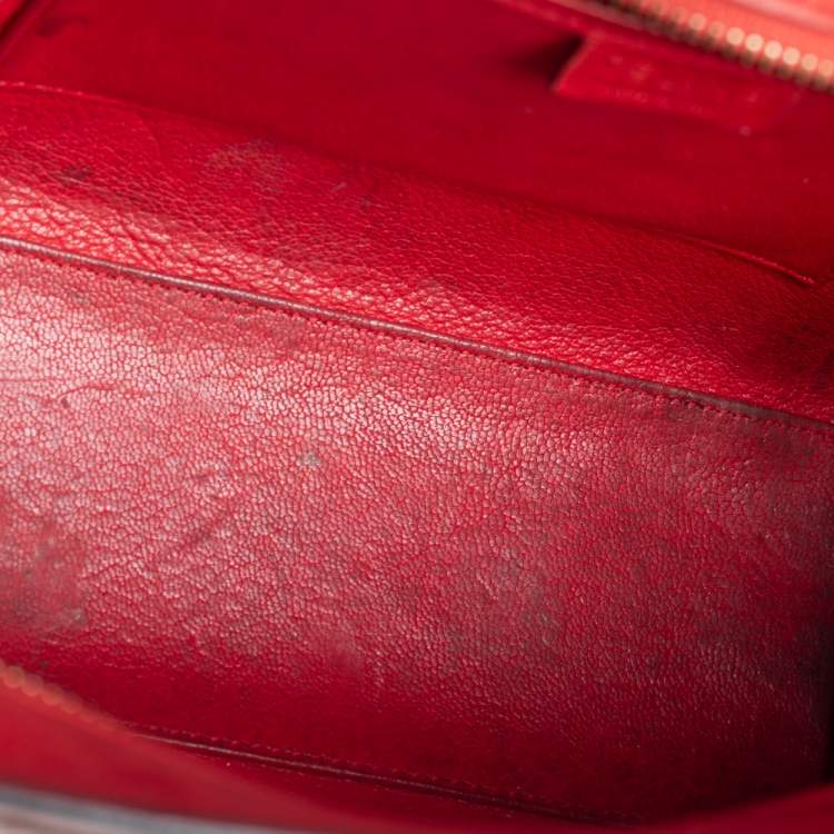 Pre Owned Celine Orange Leather Nano Luggage Tote