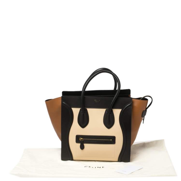 Pre Owned Celine Tricolor Leather Mini Luggage Tote 