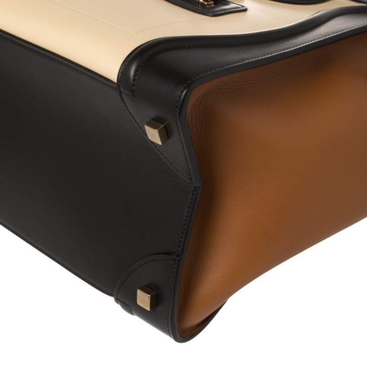 Pre Owned Celine Tricolor Leather Mini Luggage Tote 