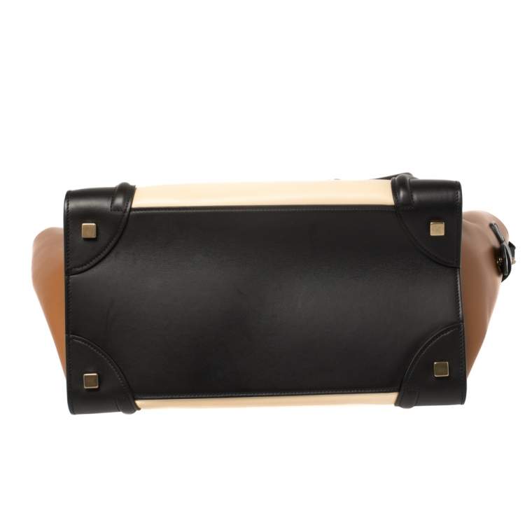 Pre Owned Celine Tricolor Leather Mini Luggage Tote 