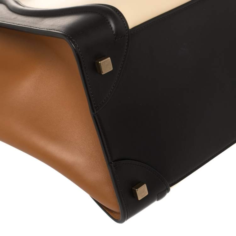 Pre Owned Celine Tricolor Leather Mini Luggage Tote 