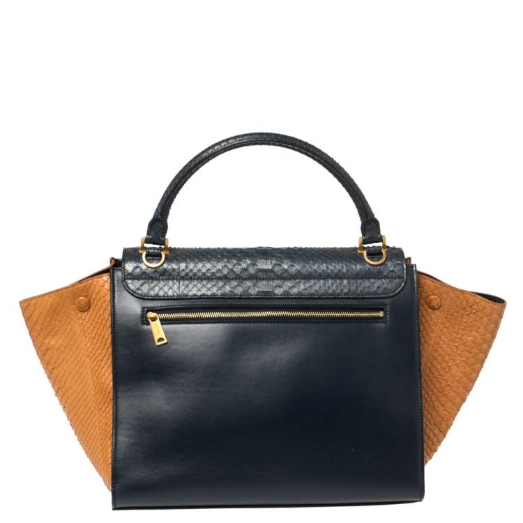 Pre Owned Celine Tricolor Python and Leather Medium Trapeze Bag