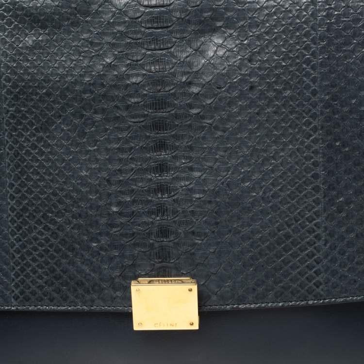 Pre Owned Celine Tricolor Python and Leather Medium Trapeze Bag