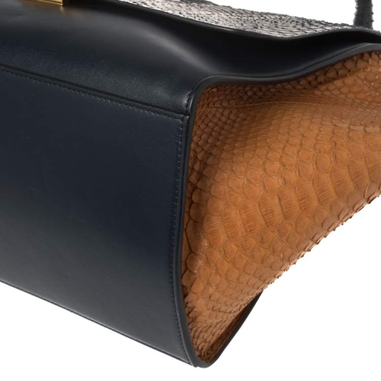 Pre Owned Celine Tricolor Python and Leather Medium Trapeze Bag