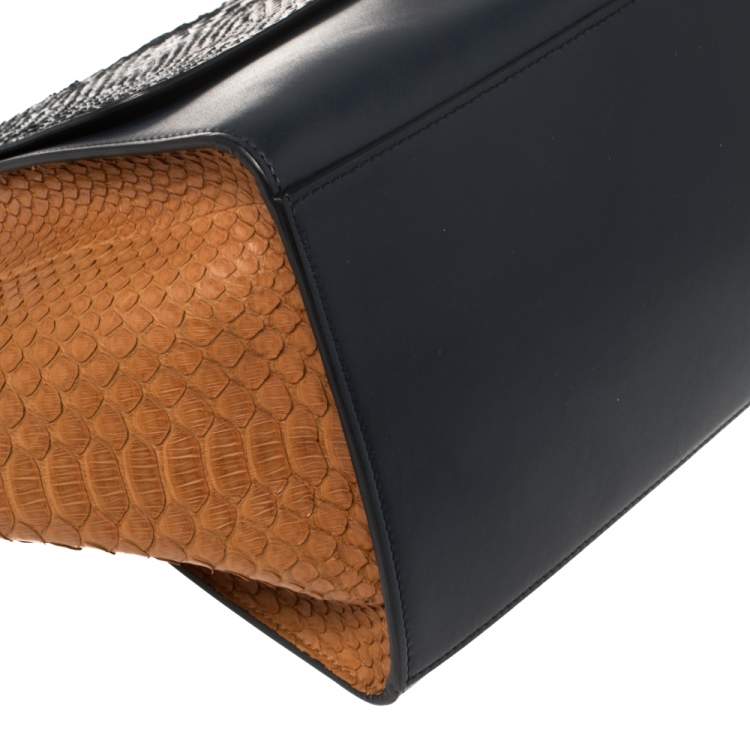 Pre Owned Celine Tricolor Python and Leather Medium Trapeze Bag