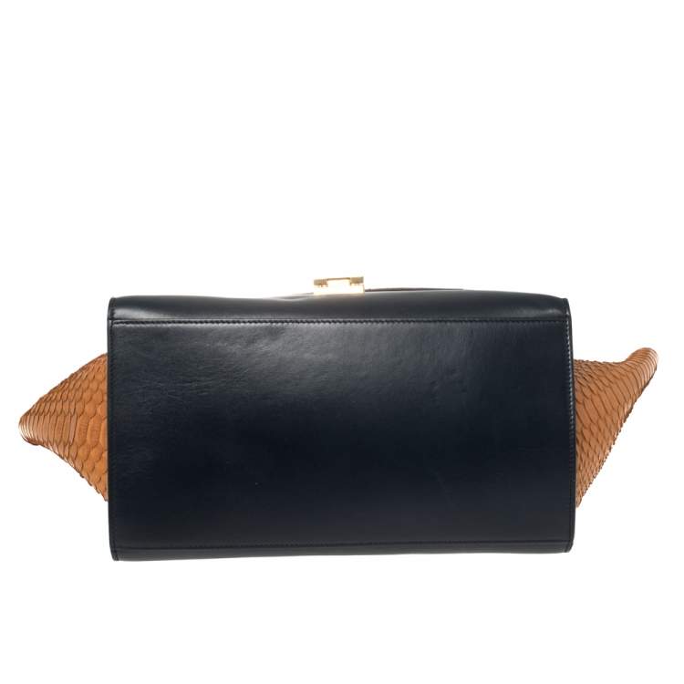 Pre Owned Celine Tricolor Python and Leather Medium Trapeze Bag