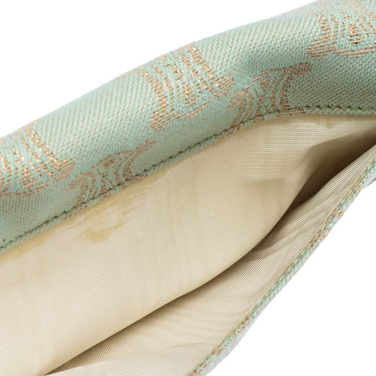 Pre Owned Céline Metallic Canvas Macadam Continental Wallet