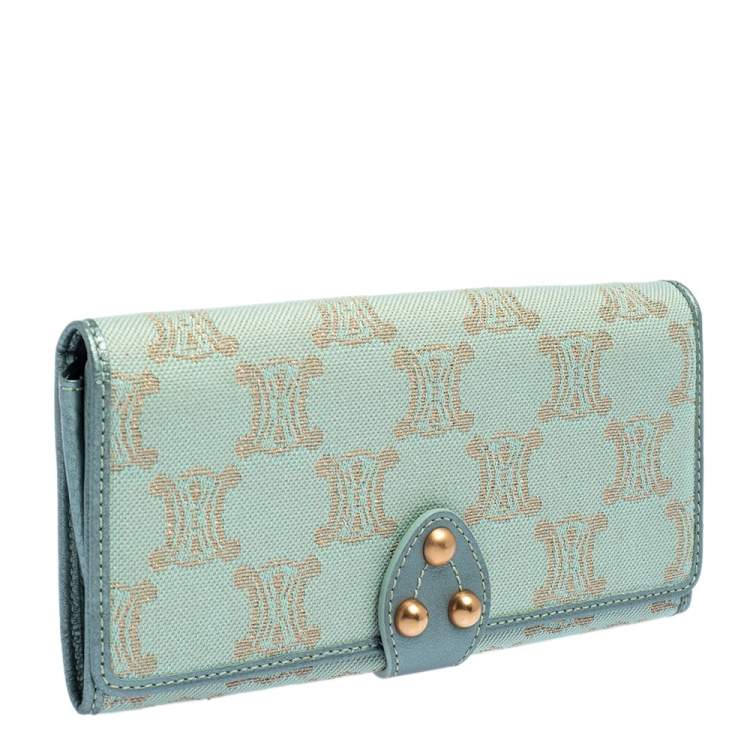 Pre Owned Céline Metallic Canvas Macadam Continental Wallet