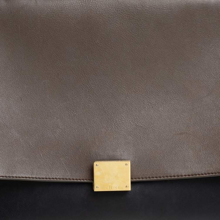 مملوكة مسبقًا Celine Tricolor Leather and Suede Medium Trapeze Top Handle Bag
