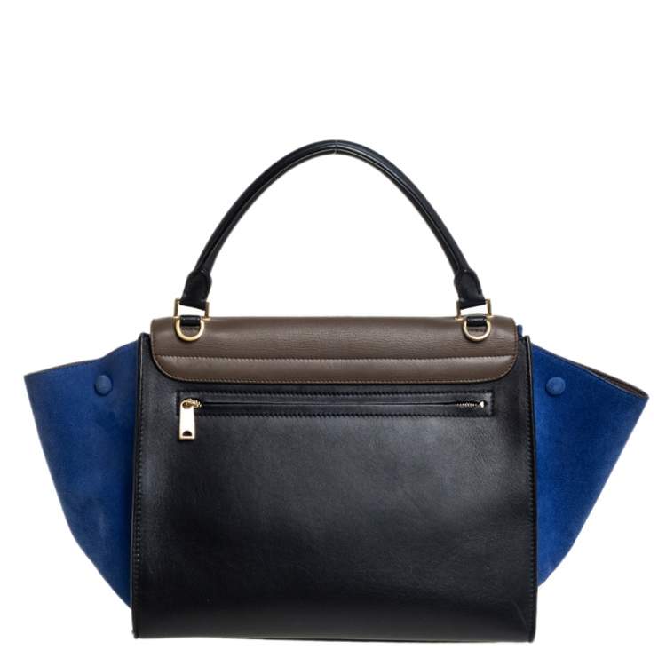 مملوكة مسبقًا Celine Tricolor Leather and Suede Medium Trapeze Top Handle Bag