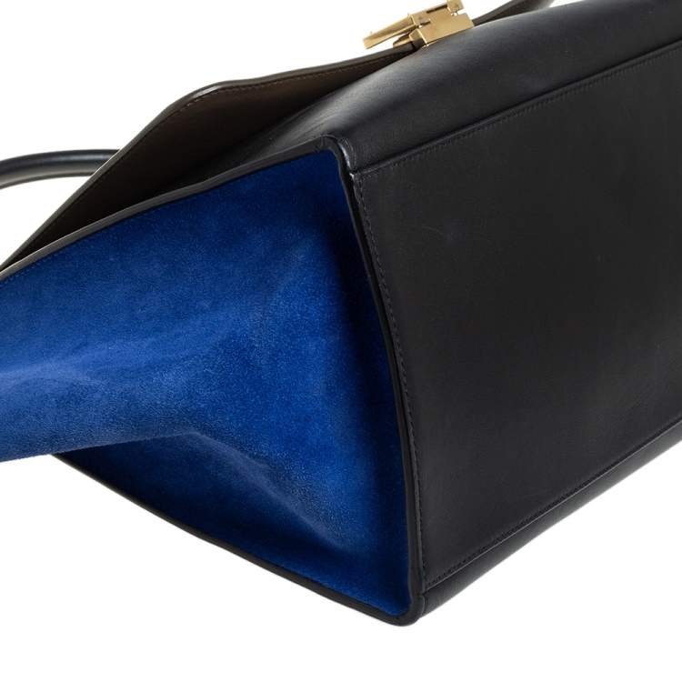 مملوكة مسبقًا Celine Tricolor Leather and Suede Medium Trapeze Top Handle Bag