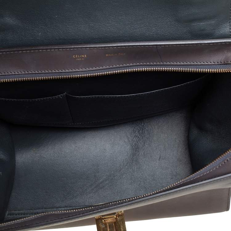 Pre Owned Celine Grey Leather and Suede Medium Trapeze Top Handle Bag