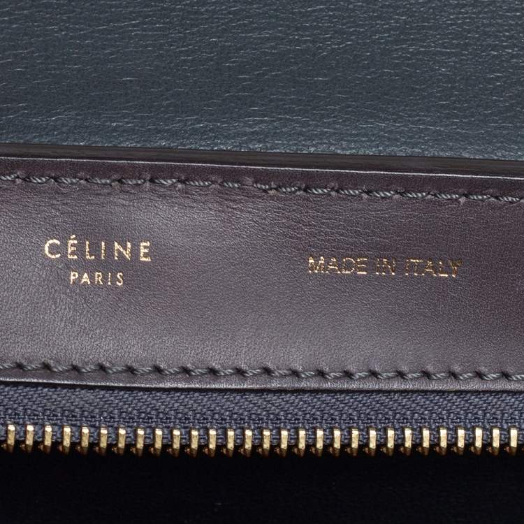 Pre Owned Celine Grey Leather and Suede Medium Trapeze Top Handle Bag