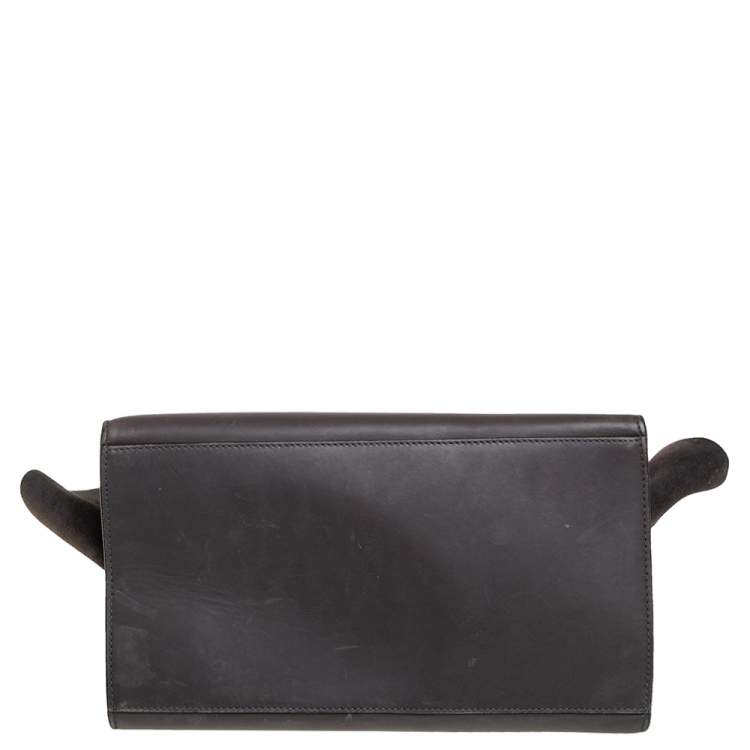 Pre Owned Celine Grey Leather and Suede Medium Trapeze Top Handle Bag