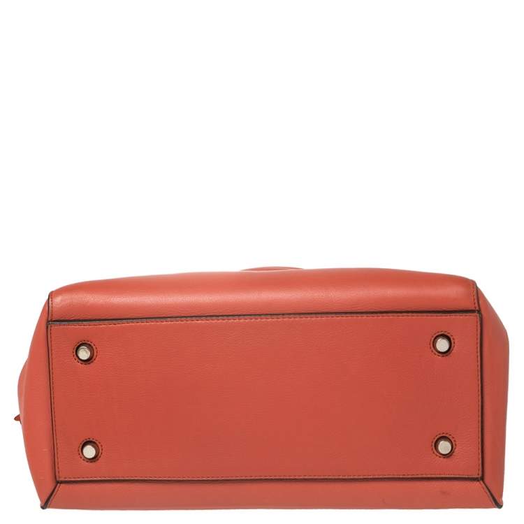 Pre Owned Celine Pastel Red Leather Medium Edge Top Handle Bag