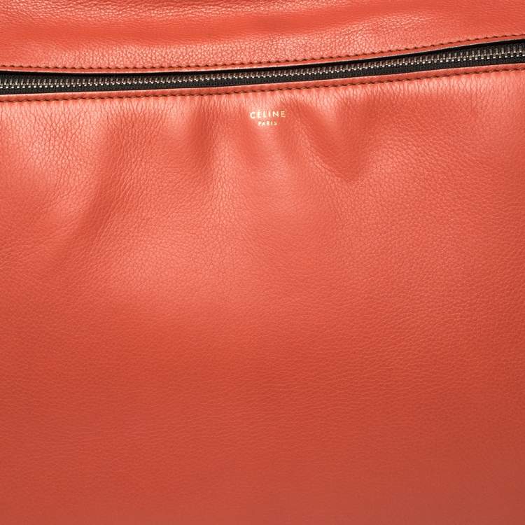 Pre Owned Celine Pastel Red Leather Medium Edge Top Handle Bag