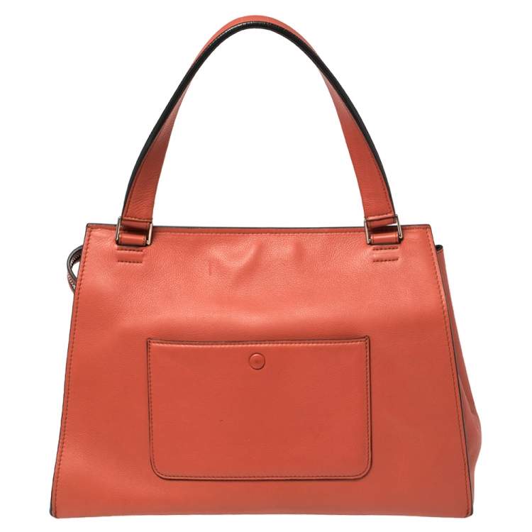 Pre Owned Celine Pastel Red Leather Medium Edge Top Handle Bag