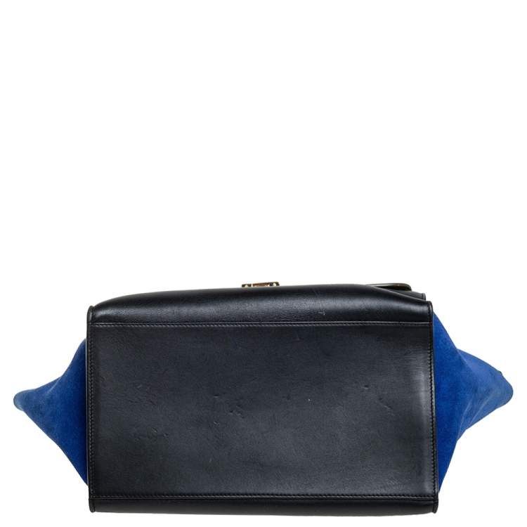 Pre Owned Celine Multicolor Leather and Suede Medium Trapeze Top Handle Bag