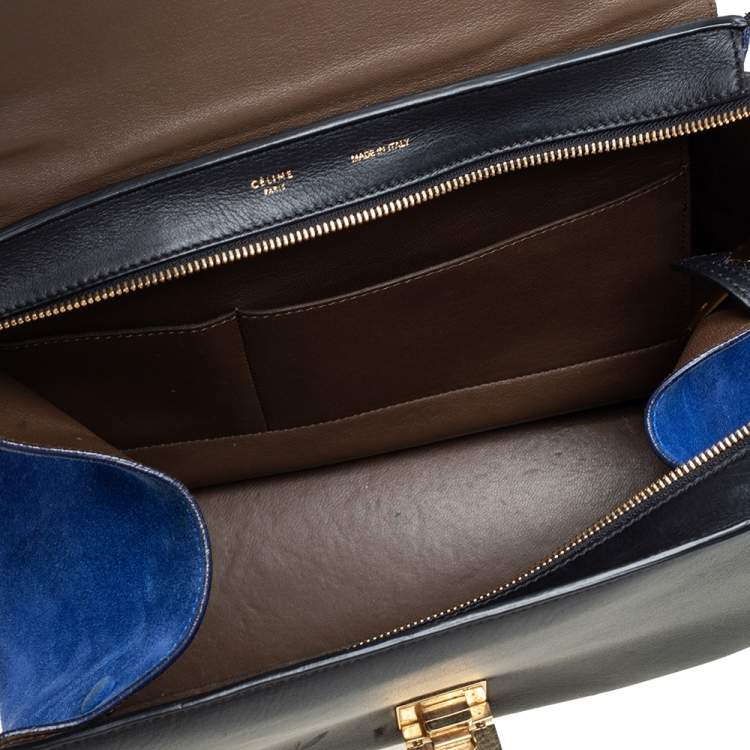 Pre Owned Celine Multicolor Leather and Suede Medium Trapeze Top Handle Bag