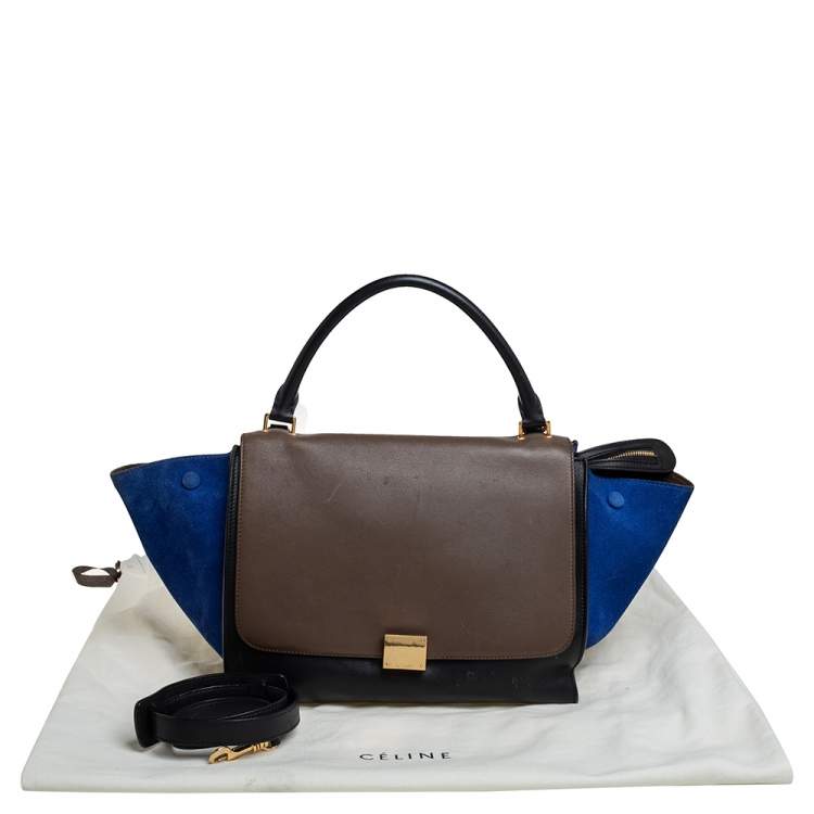 Pre Owned Celine Multicolor Leather and Suede Medium Trapeze Top Handle Bag