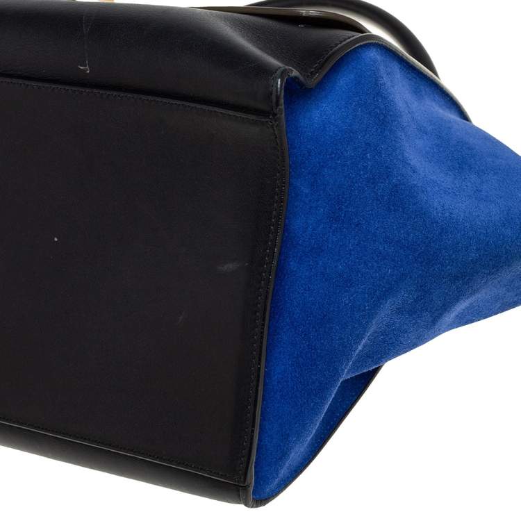 Pre Owned Celine Multicolor Leather and Suede Medium Trapeze Top Handle Bag