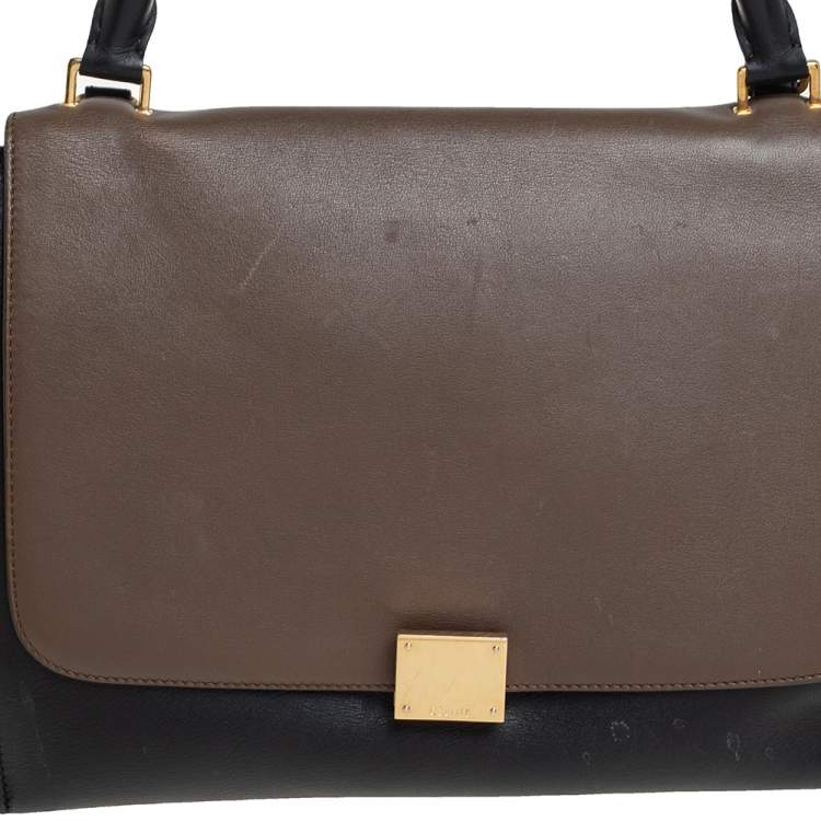 Pre Owned Celine Multicolor Leather and Suede Medium Trapeze Top Handle Bag