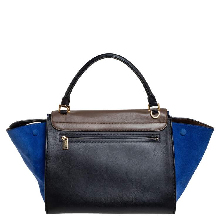 Pre Owned Celine Multicolor Leather and Suede Medium Trapeze Top Handle Bag