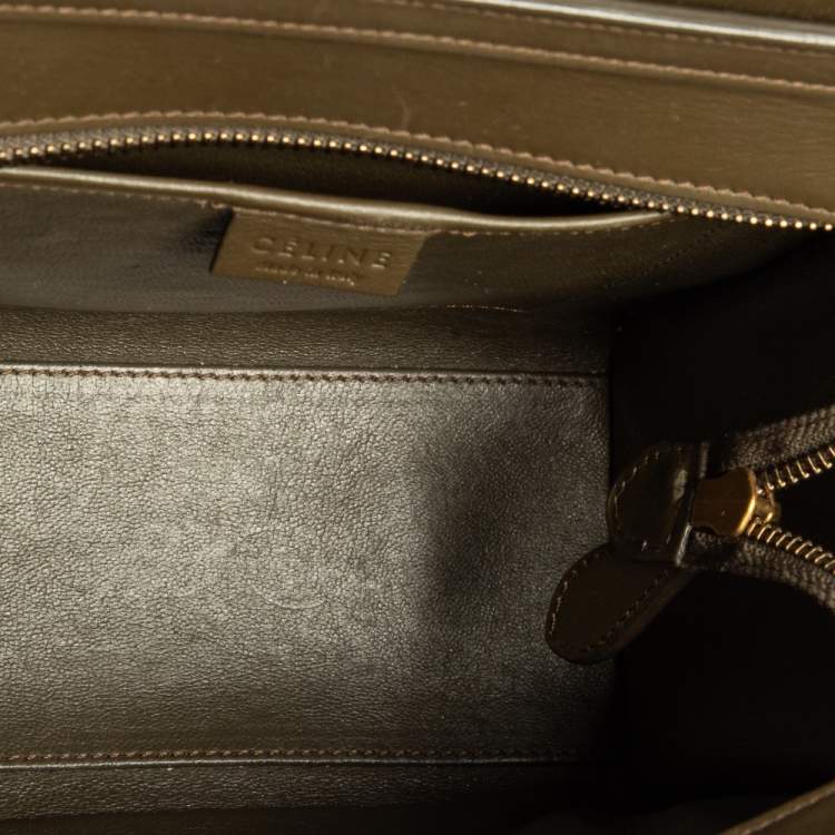 Pre Owned Céline Olive Green Leather Nano Luggage Tote