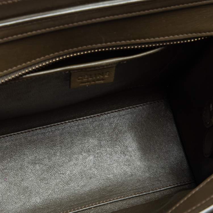 Pre Owned Céline Olive Green Leather Nano Luggage Tote