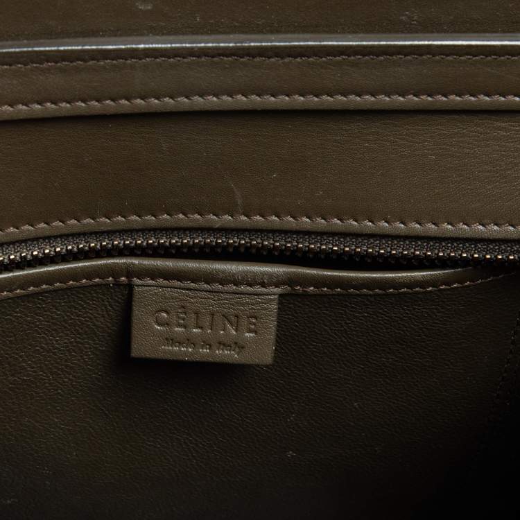 Pre Owned Céline Olive Green Leather Nano Luggage Tote