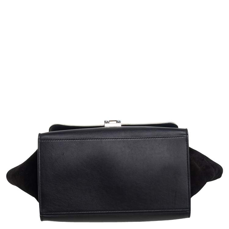Pre Owned Celine Black Leather, Suede and Python Medium Trapeze Top Handle Bag