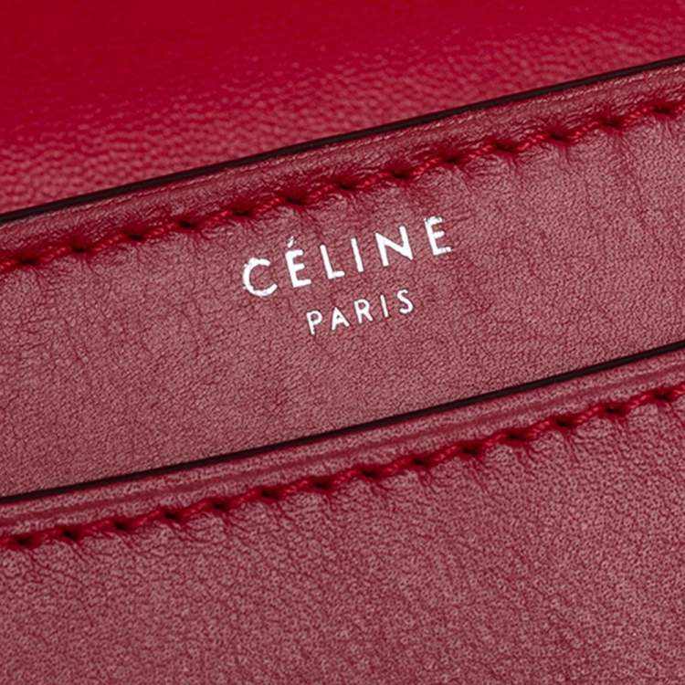 Pre Owned Celine Red/Brown Python and Leather Medium Case Flap Shoulder Bag