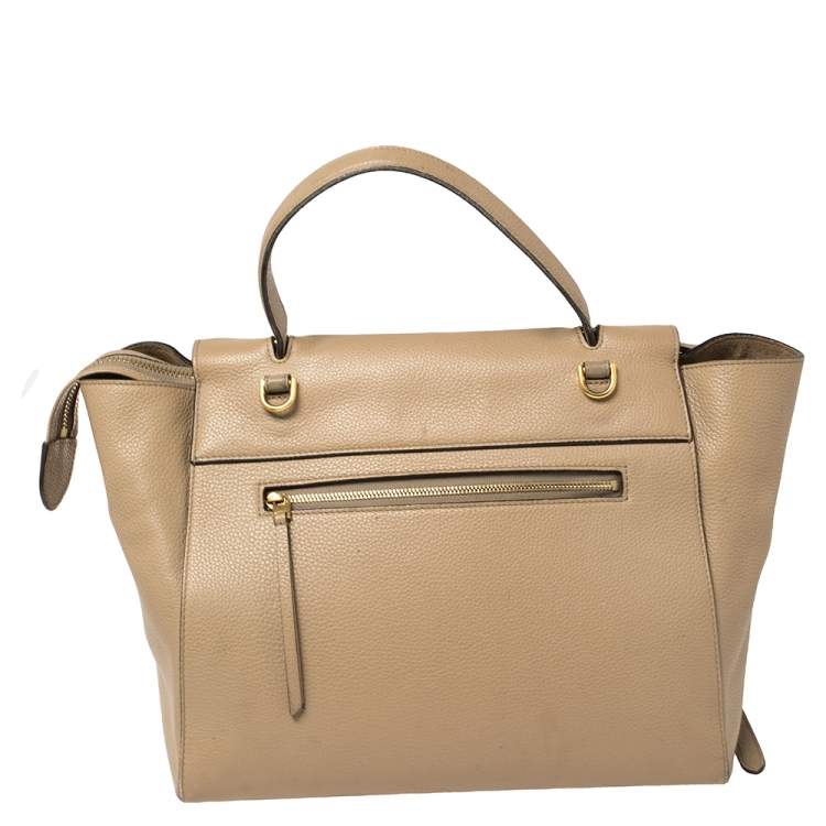 Pre Owned Celine Beige Leather Mini Belt Top Handle Bag