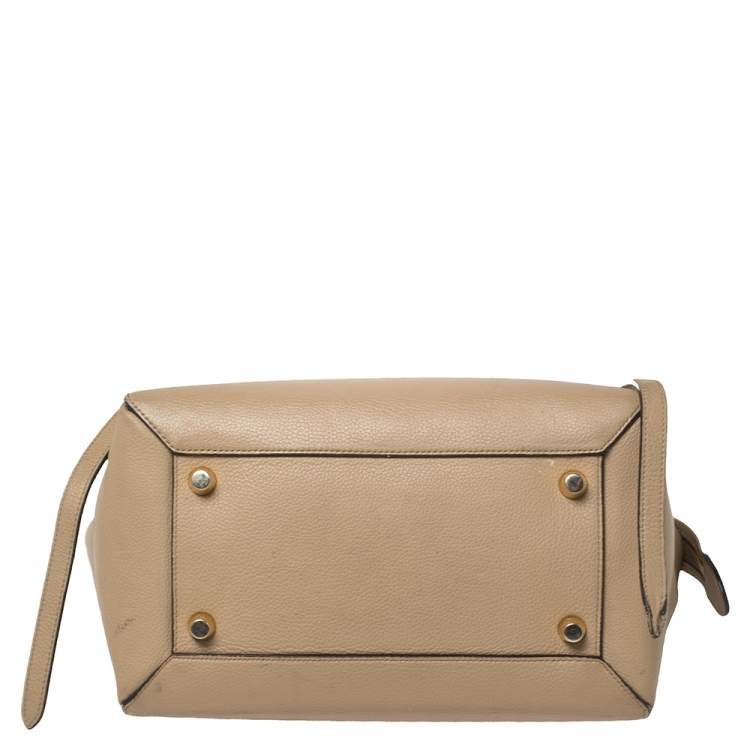 Pre Owned Celine Beige Leather Mini Belt Top Handle Bag