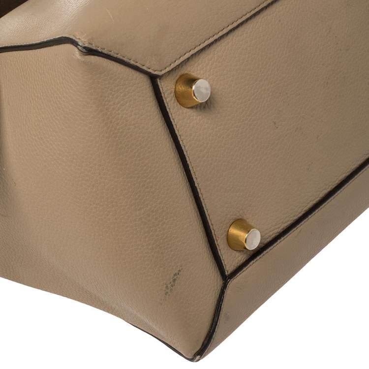 Pre Owned Celine Beige Leather Mini Belt Top Handle Bag