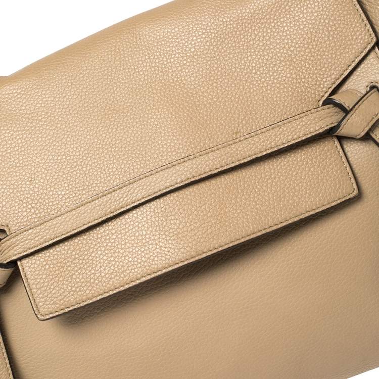 Pre Owned Celine Beige Leather Mini Belt Top Handle Bag