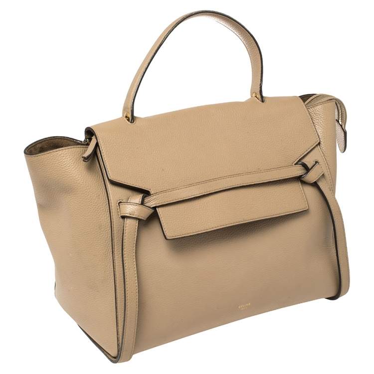 Pre Owned Celine Beige Leather Mini Belt Top Handle Bag
