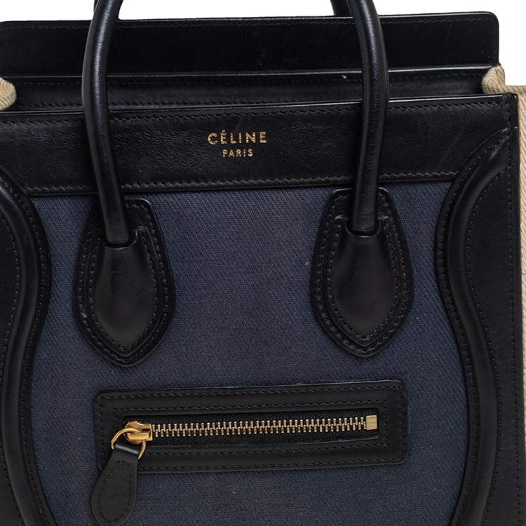 Pre Owned Céline Tri Color Leather Nano Luggage Tote