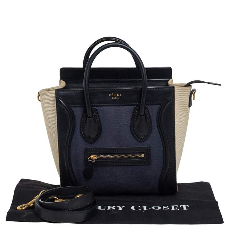 Pre Owned Céline Tri Color Leather Nano Luggage Tote