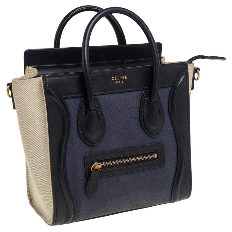 Pre Owned Céline Tri Color Leather Nano Luggage Tote