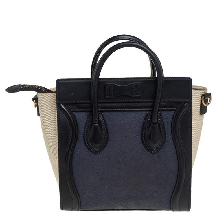 Pre Owned Céline Tri Color Leather Nano Luggage Tote