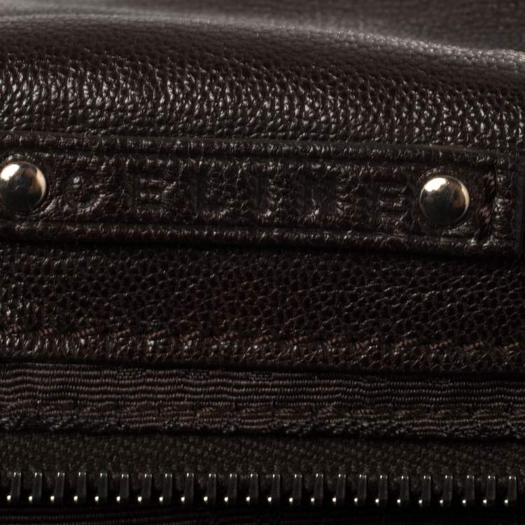 Pre Owned Celine Brown Glitter Leather Front Flap Satchel