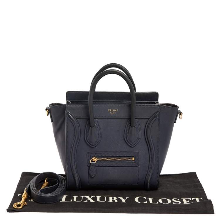 Pre Owned Céline Blue Leather Nano Luggage Tote